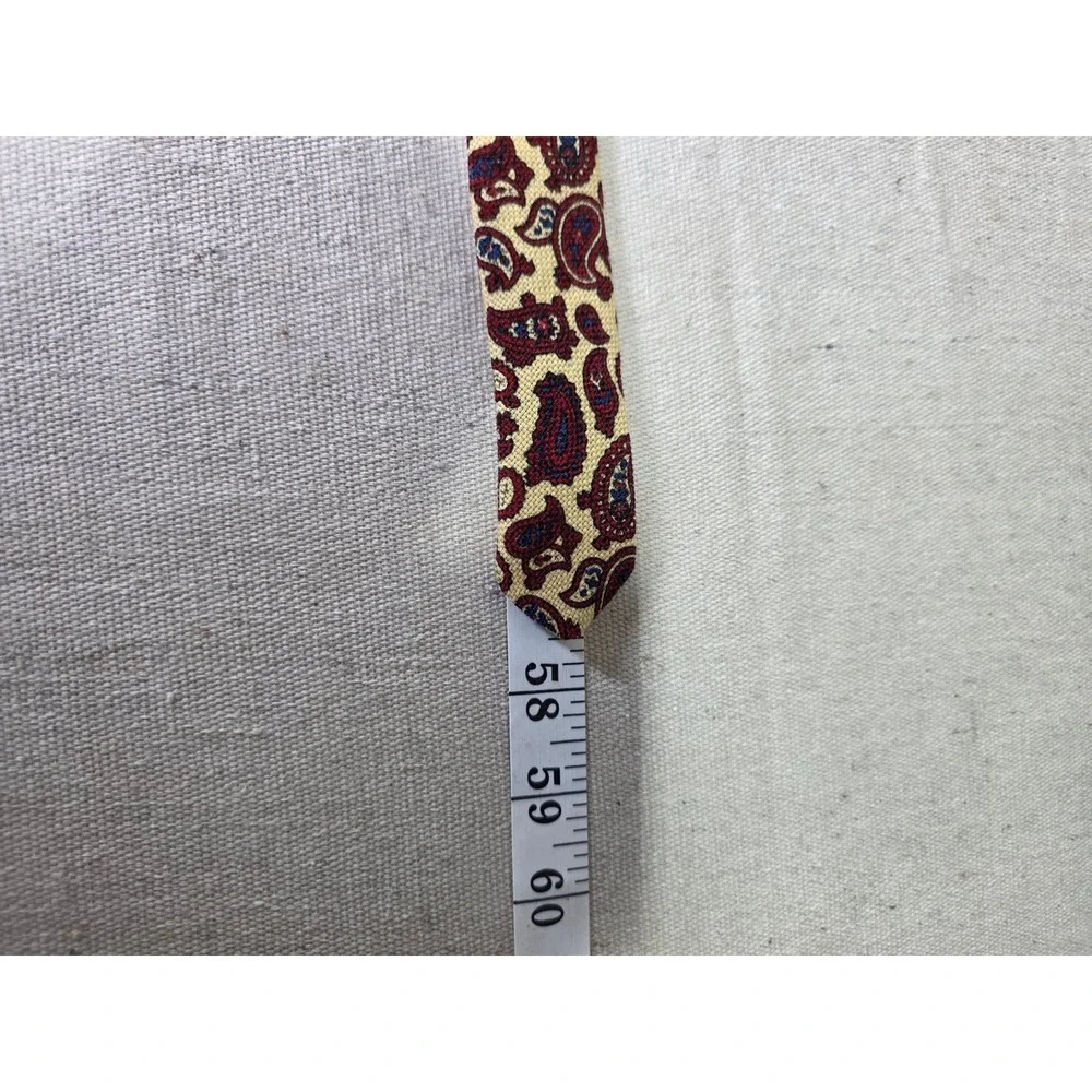 Brooks Brothers Makers Mens Paisley Wool Tie Burgundy Tan Hand Made USA 4 Inch